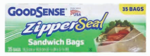 Product Illustration of Good Sense Zipper Seal Sandwich Bag 35ct