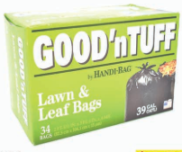 Product Illustration of Good N' Tuff 39 Gallon Lawn & Leaf Trash Bag 34ct 