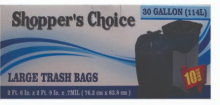 Product Illustration of Shopper's Choice 30 Gallon Trash Bags 10ct