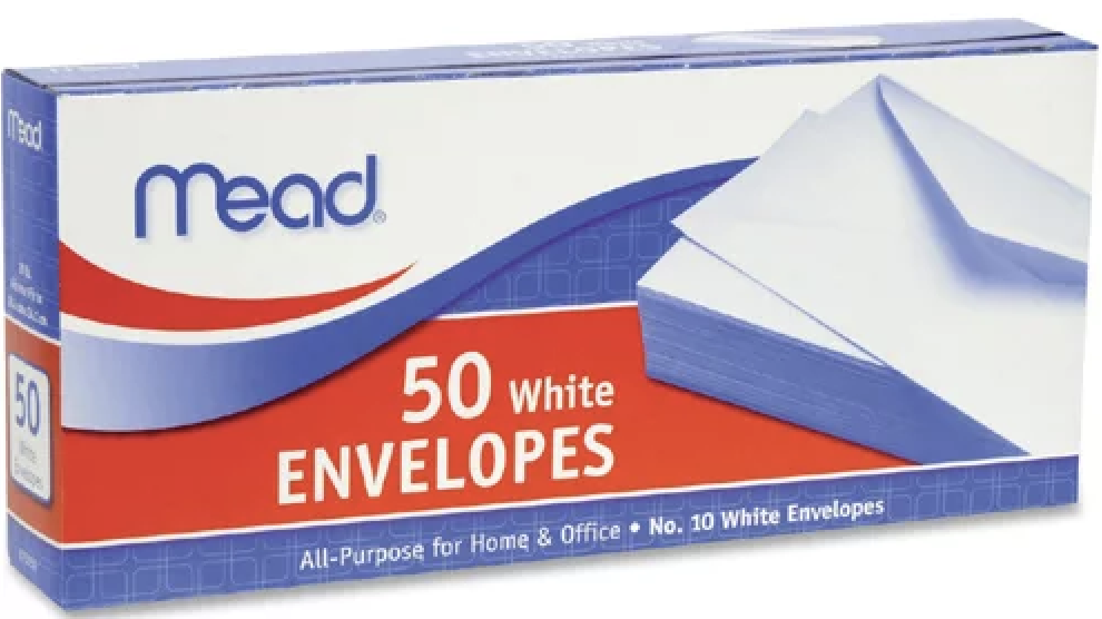 Product Illustration of Mead 50ct white envelopes  75050 - large