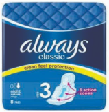 Product Illustration of Always Classic Night Pads 8ct.