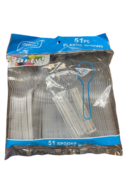 Product Illustration of Shopper's Choice Clear Plastic Spoons 51ct. 