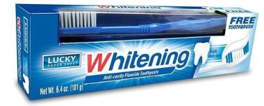 Product Illustration of Lucky Toothpaste with brush Whitening