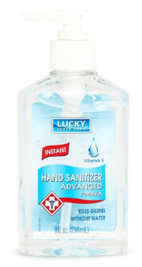 Product Illustration of Lucky Hand Sanitizer 8 fl oz. Clear