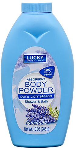 Product Illustration of Lucky Cornstarch Body Powder Lavender 10oz.